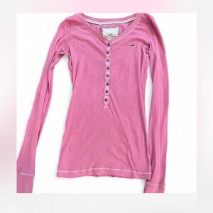 y2k Hollister pink long sleeve Henley top